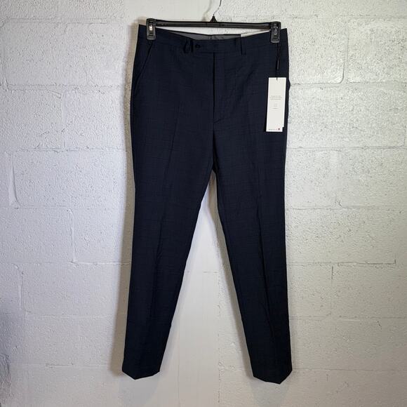 Calvin Klein Men's Slim-Fit Wool-Blend Stretch Plaid Suit Pant navy 36x34 $200 - Picture 7 of 9